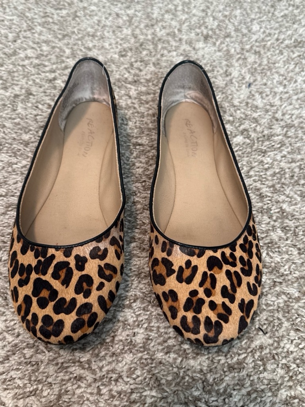 Kenneth Cole Reaction Leopard Ballet Flats in Tan and Black